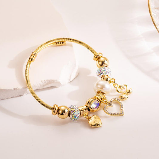 Gratitude & Love Charm Gold-plated Bracelet