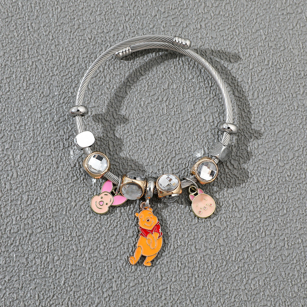 Pooh Bear Winnie Gold/Silver Plated Bracelets