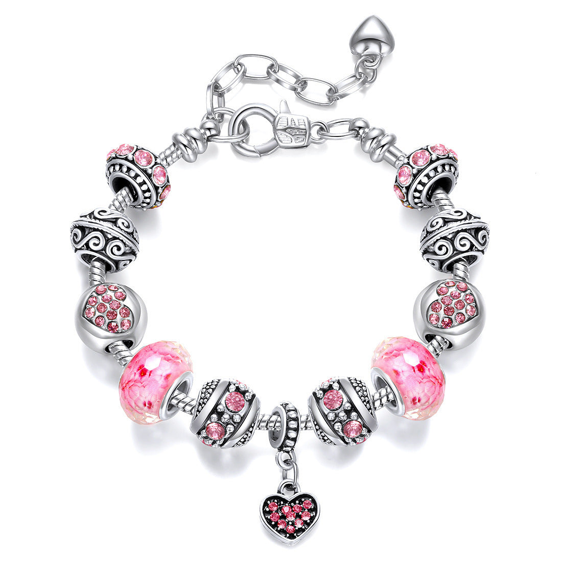 Love Heart Adjustable Bracelet-Silver/Gold/Rose Gold Plated Charm Chain Gift for Her