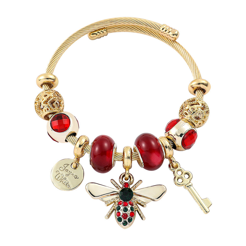 Elephant, Panda, Tiger, Bear, Rabbit, Bee, Ladybug Themed Charm Bracelet Power and Wealth