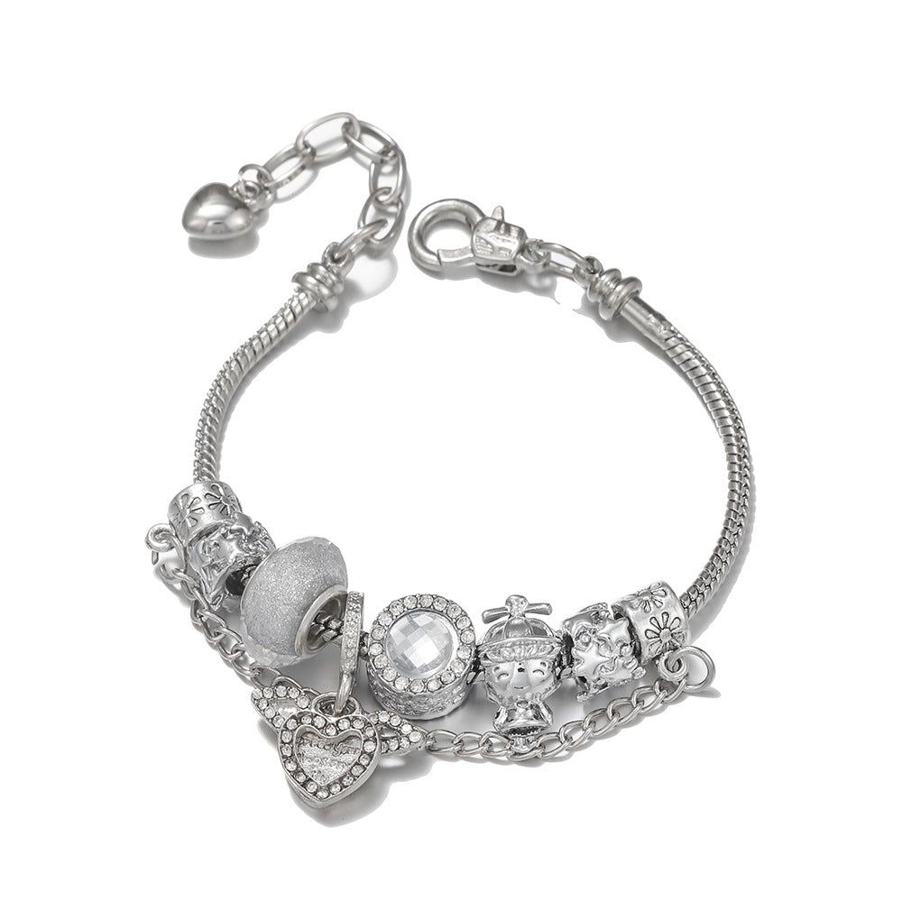 Heart - Centric Charm Bracelet: Sparkle & Sentiment Silver&Gold Plated