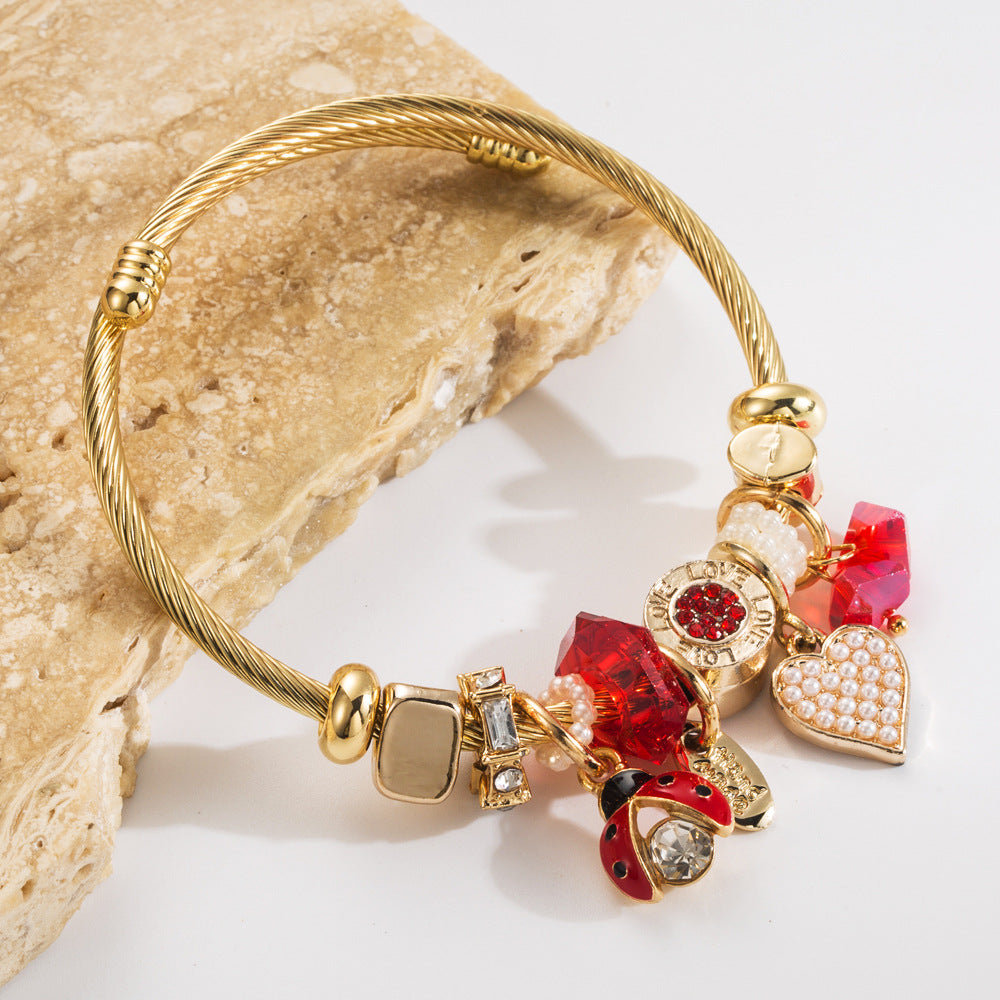 Elephant, Panda, Tiger, Bear, Rabbit, Bee, Ladybug Themed Charm Bracelet Power and Wealth