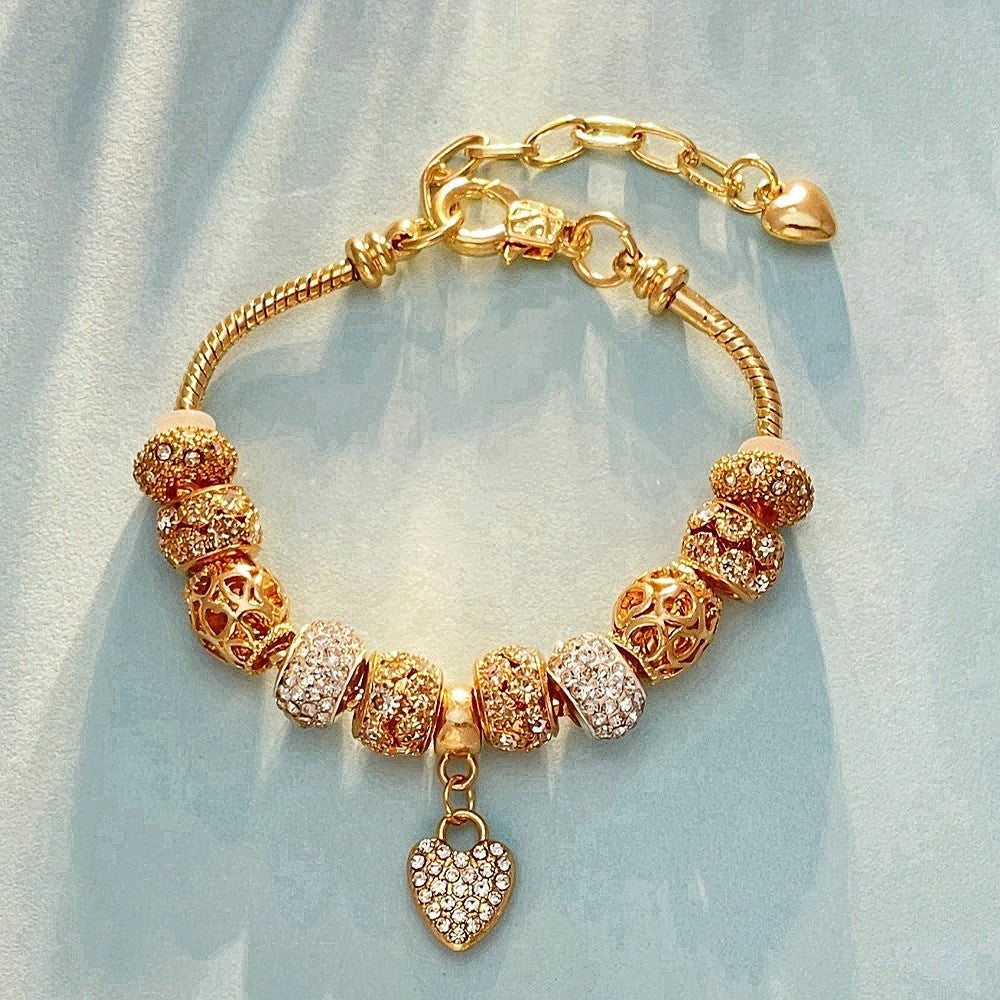 Love Heart Adjustable Bracelet-Silver/Gold/Rose Gold Plated Charm Chain Gift for Her