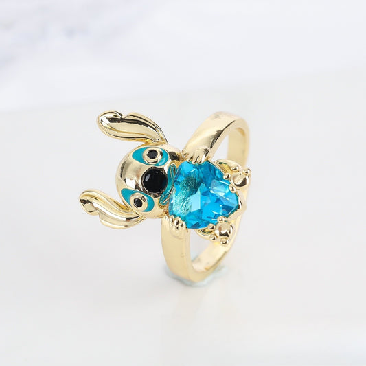 "Hug Me" Little Monster Heart-shaped Cut Diamond Ring Worry Stone