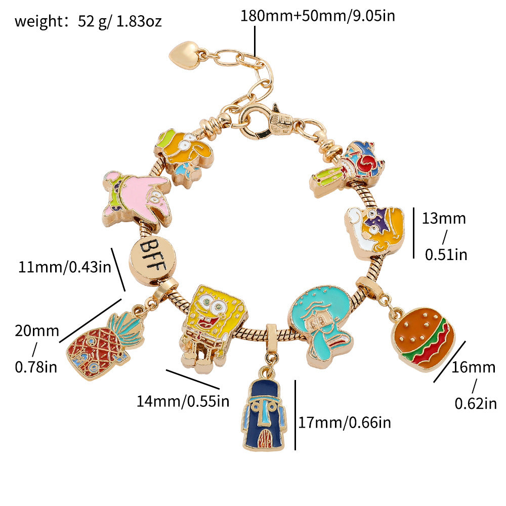 SpongeBob SquarePants Themed Charm Bracelet - A Splash of Bikini Bottom Fun