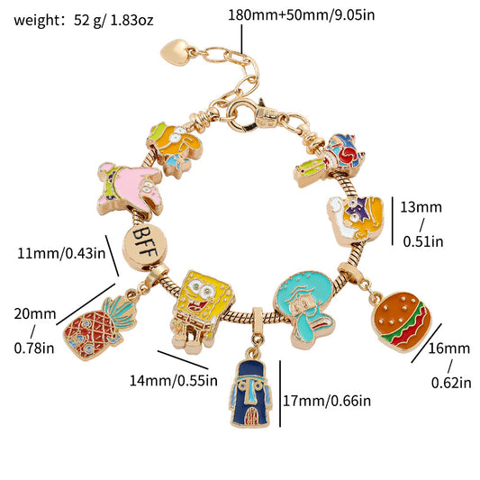 SpongeBob SquarePants Themed Charm Bracelet - A Splash of Bikini Bottom Fun