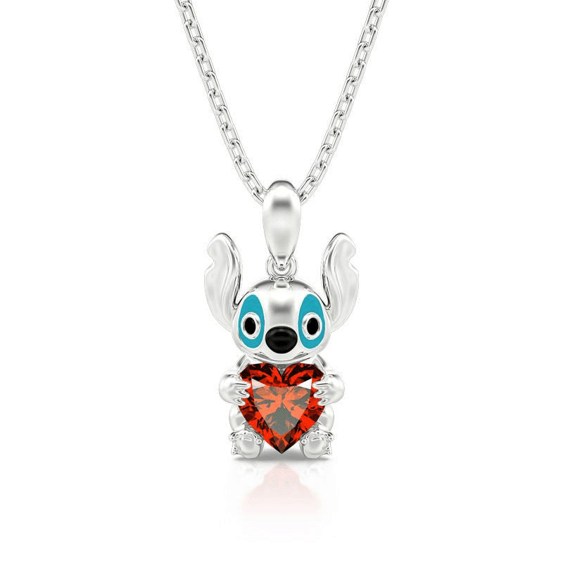 "Hug Me" Little Monster Heart-shaped Cut Diamond necklace Worry Stone
