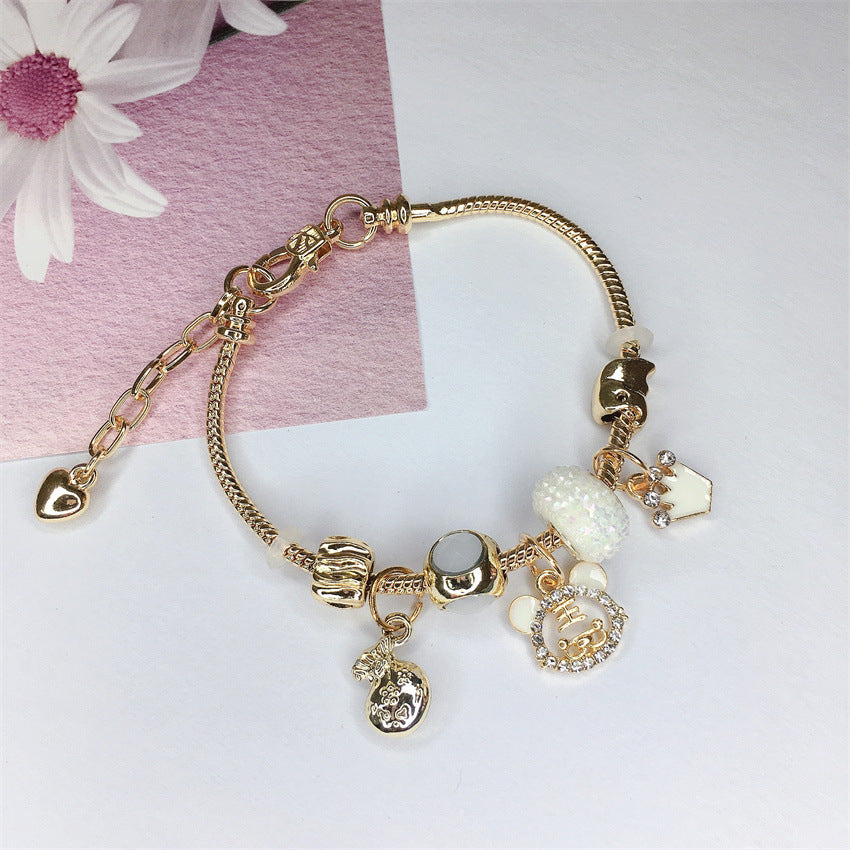 Elephant, Panda, Tiger, Bear, Rabbit, Bee, Ladybug Themed Charm Bracelet Power and Wealth