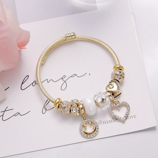 Smile & Love Charm Rose Gold Plated Bracelet