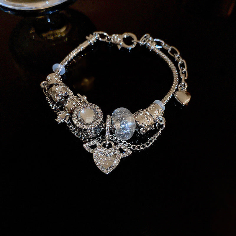 Heart - Centric Charm Bracelet: Sparkle & Sentiment Silver&Gold Plated