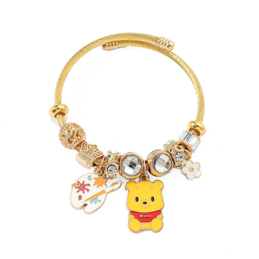 Pooh Bear Winnie Gold/Silver Plated Bracelets