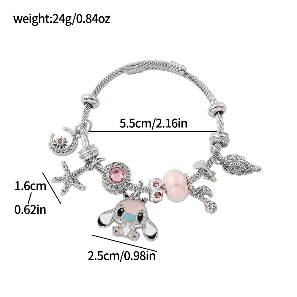 Stitch Angel Charm Bracelet - Sparkling Silver&Gold Plated Jewelry
