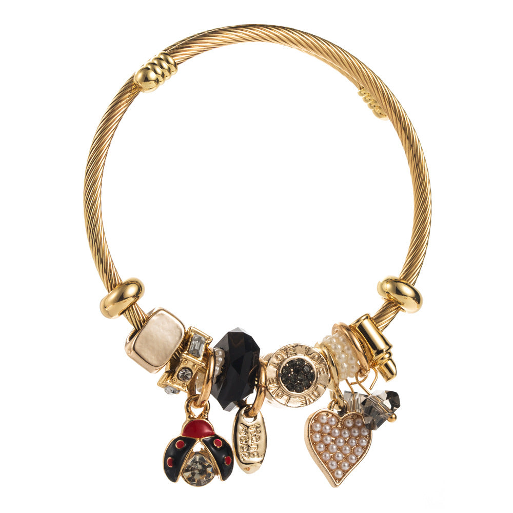Elephant, Panda, Tiger, Bear, Rabbit, Bee, Ladybug Themed Charm Bracelet Power and Wealth