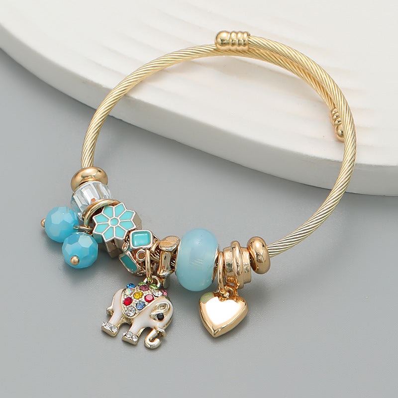 Elephant, Panda, Tiger, Bear, Rabbit, Bee, Ladybug Themed Charm Bracelet Power and Wealth