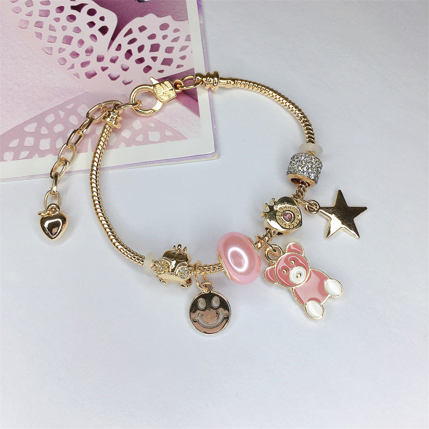 Elephant, Panda, Tiger, Bear, Rabbit, Bee, Ladybug Themed Charm Bracelet Power and Wealth