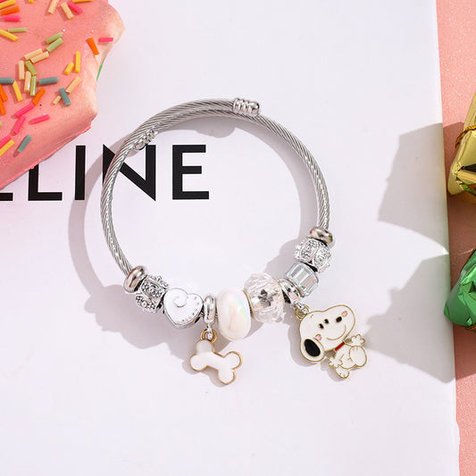 Snoopy - Themed Charm Silver-plated Bracelet