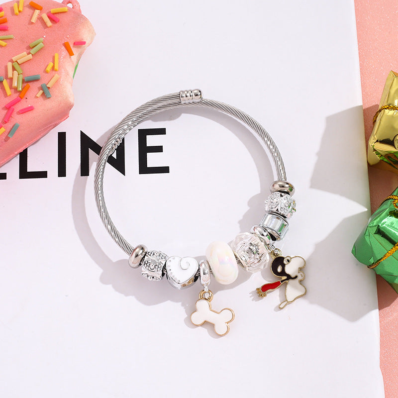 Snoopy - Themed Charm Silver-plated Bracelet
