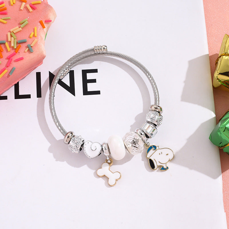 Snoopy - Themed Charm Silver-plated Bracelet