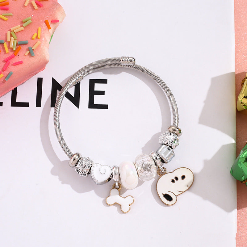 Snoopy - Themed Charm Silver-plated Bracelet