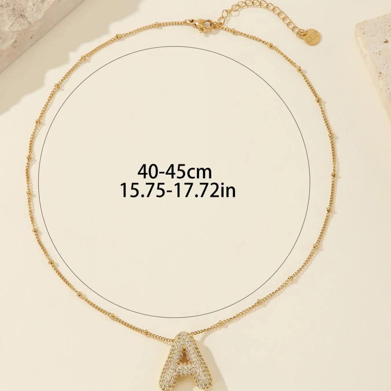 Fashion Alphabet Detail Pendant Necklace for Women & Girls - Rhinestone Decor, Trendy All-Match Jewelry for Back To School, Fall, Christmas, and More