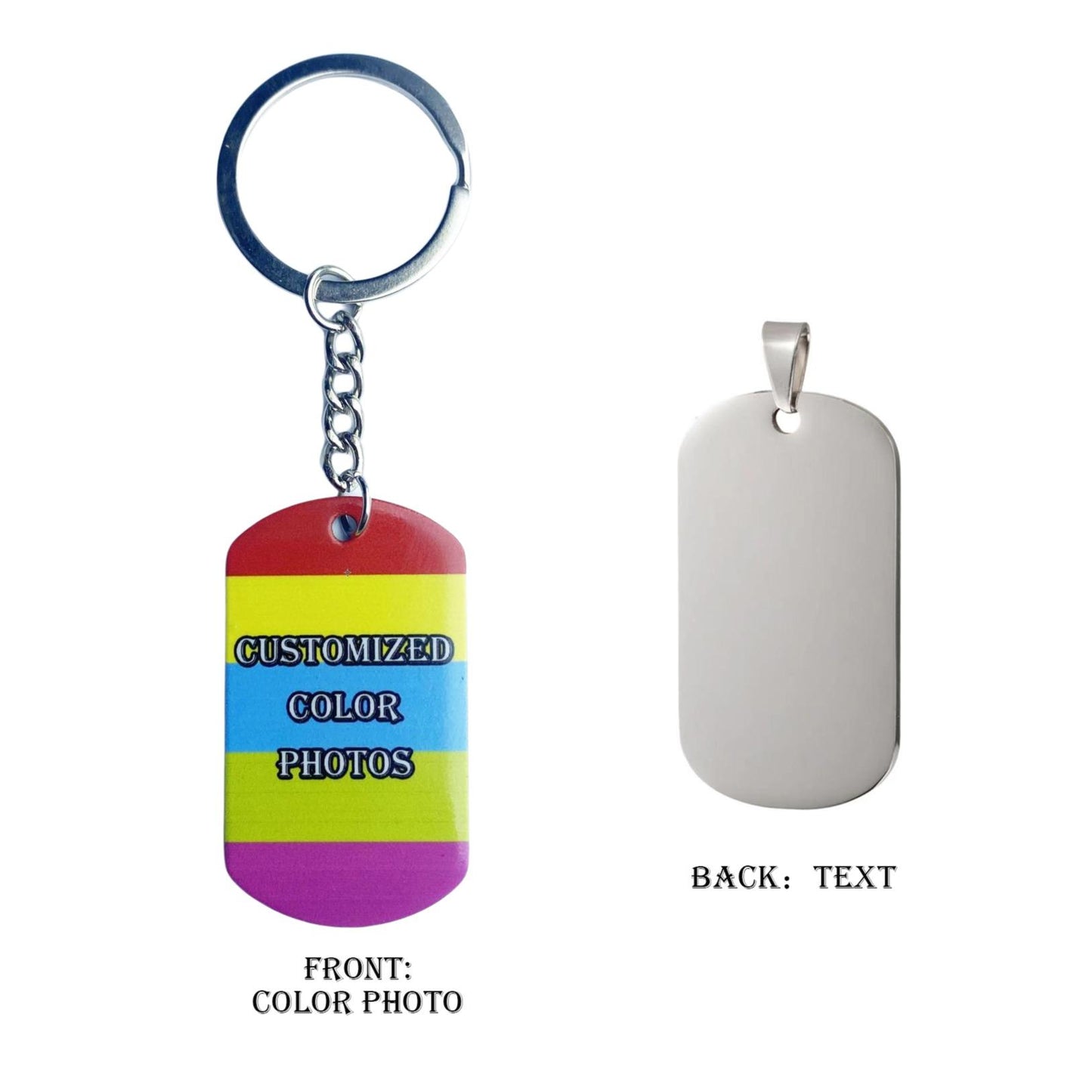 Customized Titanium Steel Military Brand Couple Color Photo One photo one text DIY Pendant Birthday Gift Engraving QR Code Pattern Keychain Waterproof, Anti Wear