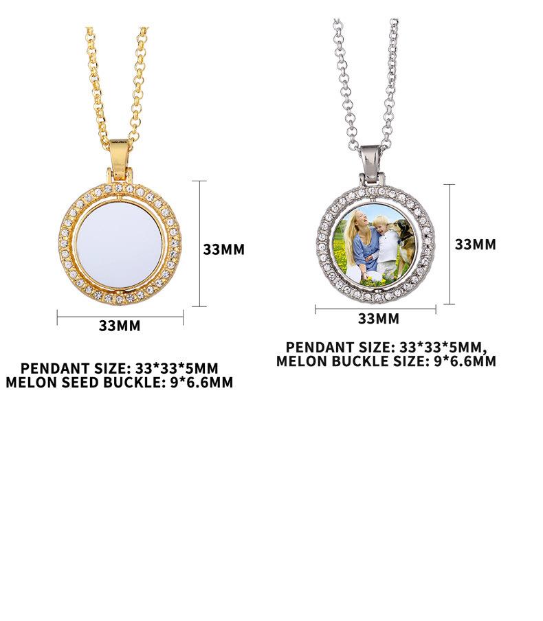 Diamond double-sided rotating patch metal jewelry necklace circular pendant can be customized with any picture as a gift for loved ones family and friends