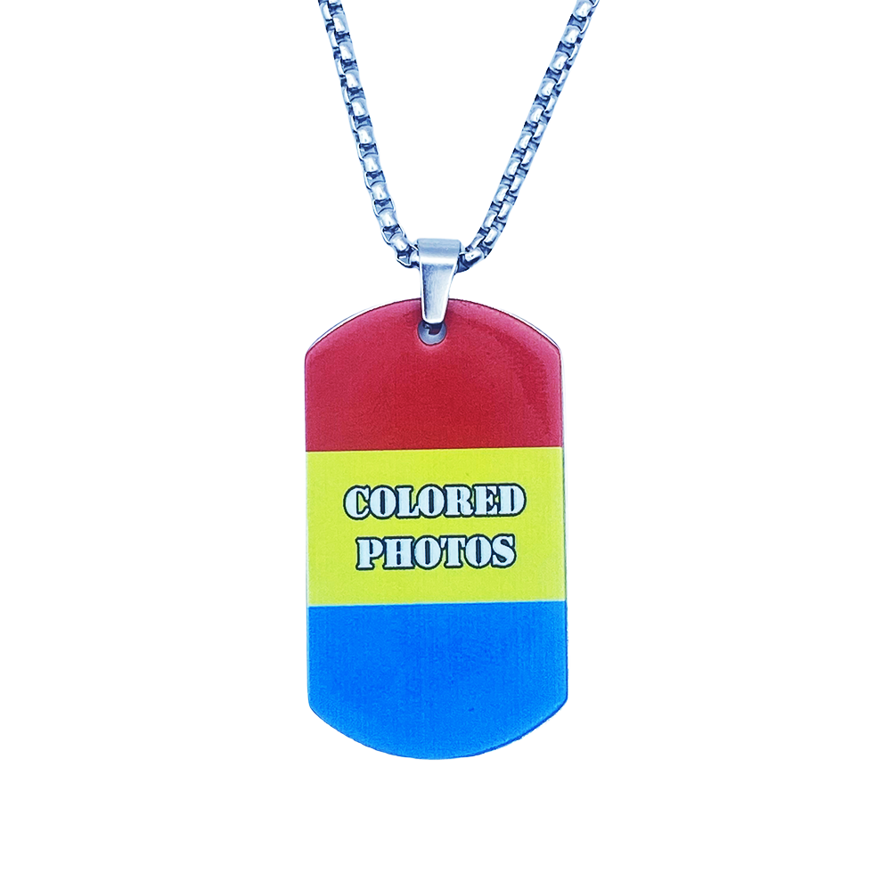 Customized Color Photo Necklace Stainless Steel Pendant Engraved Lover Identity Card Male and Female Pendant Couple Commemorative Gift