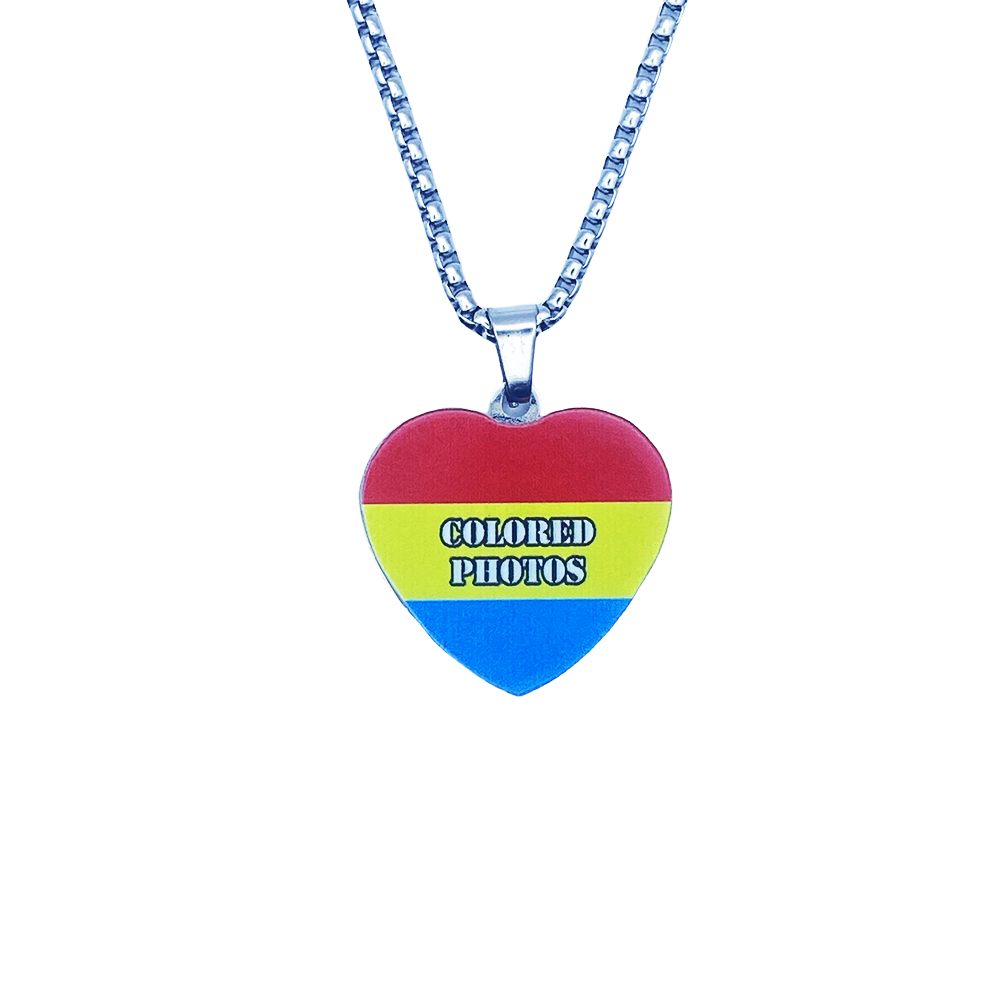 Customized Color Photo Necklace Stainless Steel Pendant Engraved Lover Identity Card Male and Female Pendant Couple Commemorative Gift