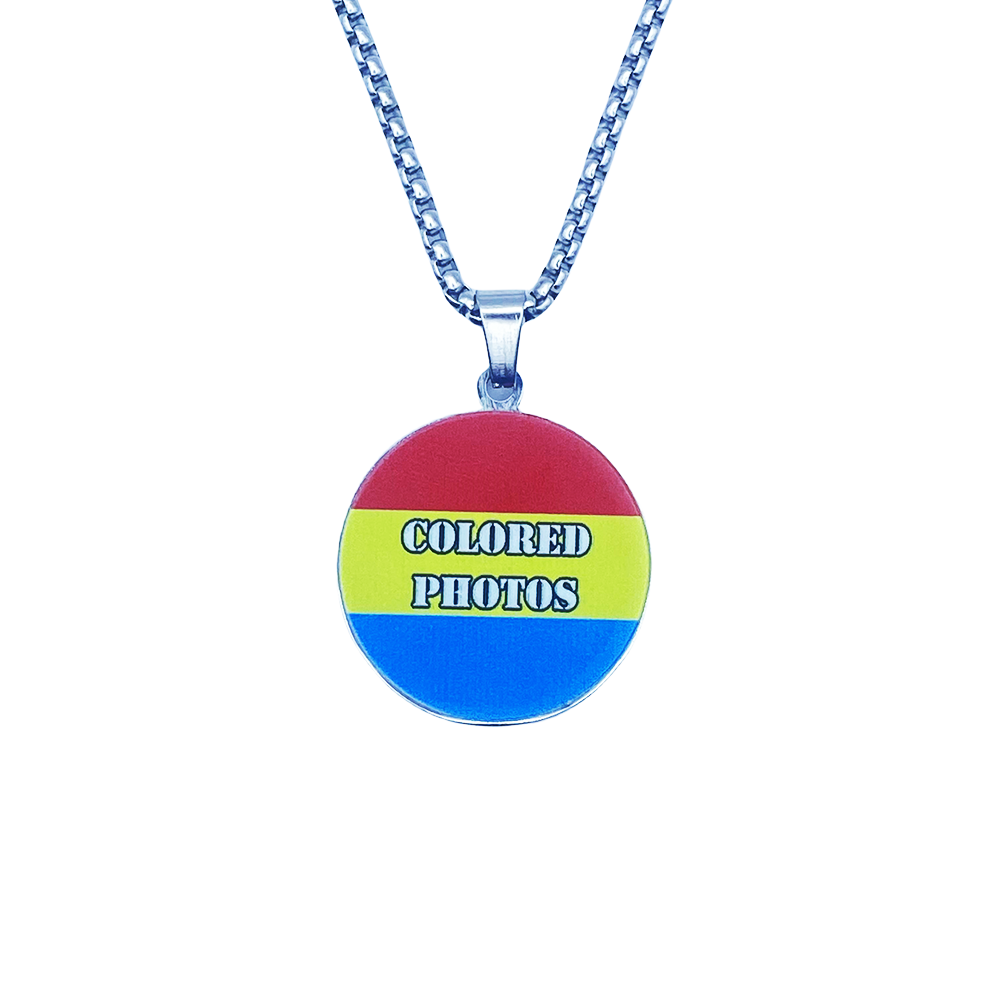 Customized Color Photo Necklace Stainless Steel Pendant Engraved Lover Identity Card Male and Female Pendant Couple Commemorative Gift